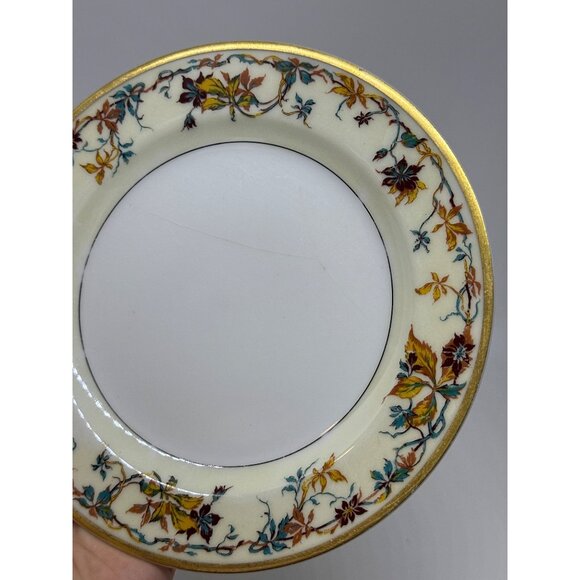 VTG Haviland Limoges Woodbine Bread Plate 6" | Schleiger 101 Autumn Gold Trim - Picture 4 of 6